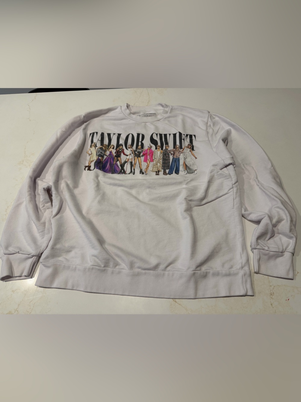 Taylor Swift White Crewneck Sweatshirt with Multi-Color Graphic